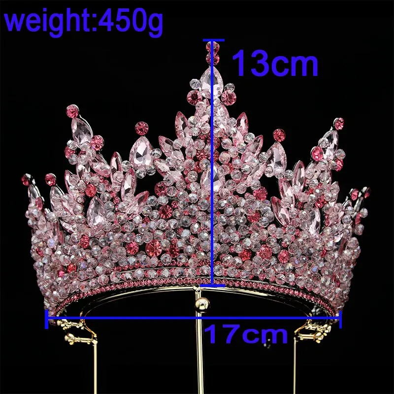 Crystal Quinceanera Tiara Crown Colorful Princess Party Hair Accessory - Image 3