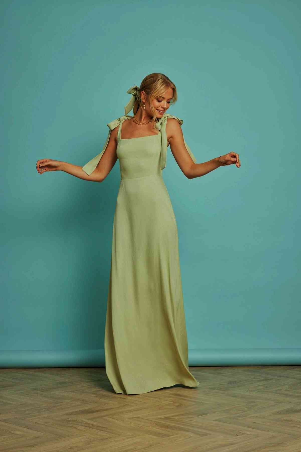 Fashion Plus Size Satin Bridesmaid Dress - Image 5